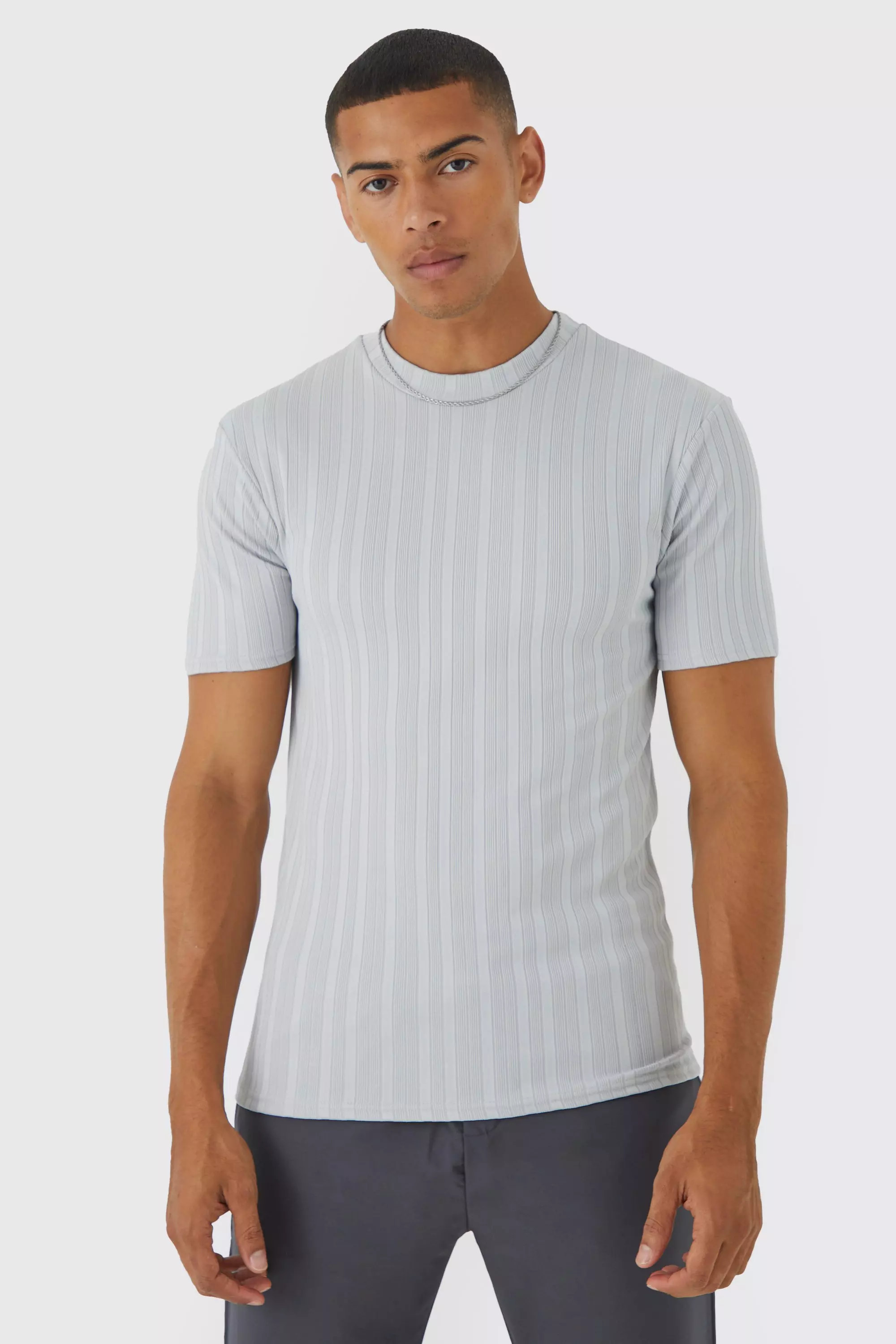 Ribbed t 2024 shirt mens